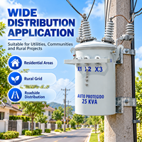 Transformateur de distribution monophasé monté sur poteau, immergé dans l'huile, 50 KVA, 6 KV, 480V, pour réseau électrique, série S, petit modèle