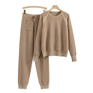 Nouveau automne hiver tricoté survêtement sweats mode femmes costume vêtements 2 pièces ensemble tricot pantalon femme pantalon costume - Product Image 1