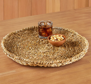 Plateau de service naturel tissé à la main pour la nourriture, les boissons ou la décoration intérieure | Organisateur rustique écologique - Product Image 2