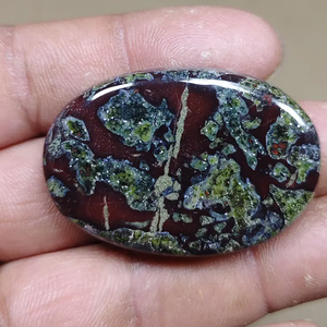 Pierre précieuse Alba Gems, jaspe sang de dragon naturel, rouge/vert, taille ovale, 10 mm-50 mm, pour la fabrication de bijoux - Product Image 4