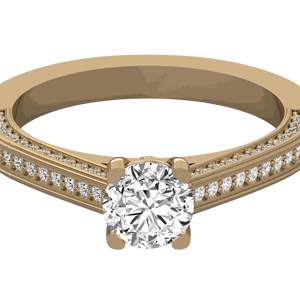 Anillo de Compromiso Solitario con Diamante Redondo en Engaste de Puntas - Product Image 1