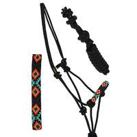 Licol pour cheval en corde tressée de qualité supérieure avec design de nez à perles et longe assortie pour un usage quotidien