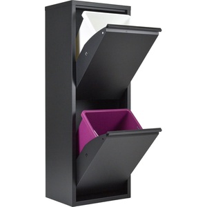 Contenedor de Reciclaje Minimalista de Acero Inoxidable de 2 Capas de Alta Calidad, Montado en la Pared, ALV-4012, Diseño Ecológico para Uso en Interiores/Exteriores - Product Image 1