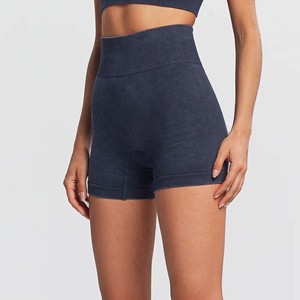 Shorts Deportivos de Cintura Alta para Mujer, Sin Costuras, Lavado Ácido, Transpirables, de Secado Rápido, de Algodón, Sexys, para Yoga y Fitness, con Botón - Product Image 1