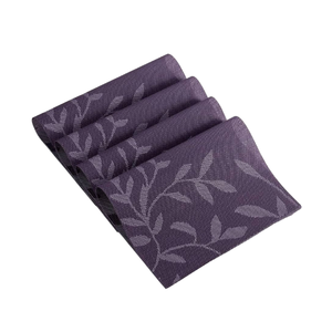 Rustic Purple Leaves Jacquard Printed Jute Cotton Placemat 34x46cm Dining <b>Table</b> <b>Mat</b> ISO Certified Durable India Export Oriented - Product Image 2