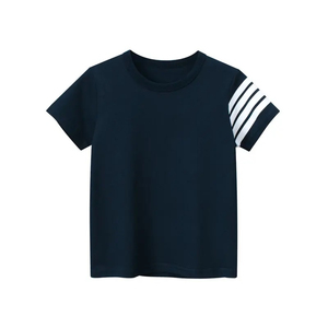 Nouveau modèle T-shirt pour enfants et garçons à manches courtes et à rayures Chemises en tricot de coton pour enfants 100% tissu en coton personnalisé - Product Image 1