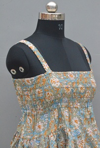 New Arrival Indian Ethnic Mini Dress for Women Breathable 100% Cotton <b>Hand</b> Block Digital Printed <b>Natural</b> Woven Beach Party Wear - Product Image 4