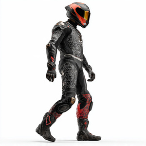 Customize Leather Suits Men Genuine Leather Jacket Biker PU Pants Set Motorcycling Leather Suit Men's - Product Image 3