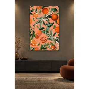 Impression sur toile de branches d'oranger Fida sur fond de saumon - Product Image 3