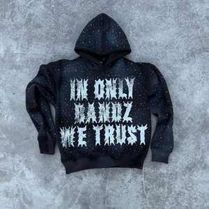 Personalizado hombres 500G peso pesado 100% algodón Vintage ácido lavado en blanco cremallera bidireccional parche desgastado Zip up Sudadera con capucha - Product Image 6