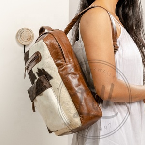 Animal Fur Cowhide Leather <b>Backpack</b> Handmade College Student <b>Backpack</b> Stylish <b>Backpack</b> - Product Image 2