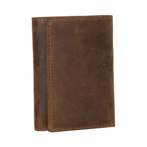 Smooth Minimal Design Mens Brown Genuine Leather Wallet