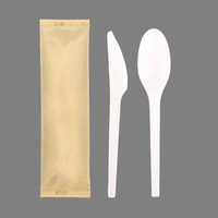 Ensemble de couverts CPLA de 6 pouces, jetables, compostables, fourchette, cuillère, couteau, vaisselle biodégradable pour restaurant