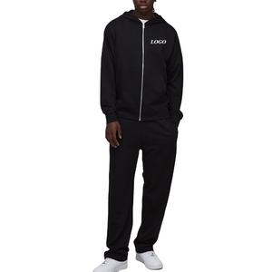 Prix de gros pour les commandes en gros – Survêtement décontracté et confortable pour homme avec fermeture éclair et capuche en tissu doux - Product Image 1