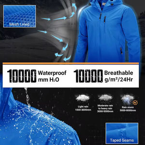 Veste de pluie imperméable de haute qualité pour hommes coupe-vent respirant à capuche veste d'extérieur Logo personnalisé OEM vente en gros d'usine - Product Image 2