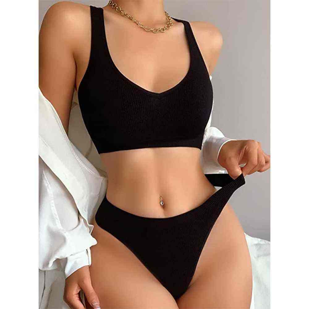 High Quality Women Underwear Bra Brief Set Two Piece Lingerie Set Wholesale Breathable Sexy Bra Seamless Custom Front Medium