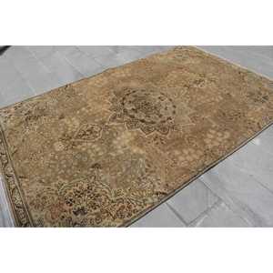 พรมตุรกีวินเทจ ขนาด 5.7x9 ฟุต พรมลายจุดสีน้ำตาลขนาดใหญ่ - Product Image 4