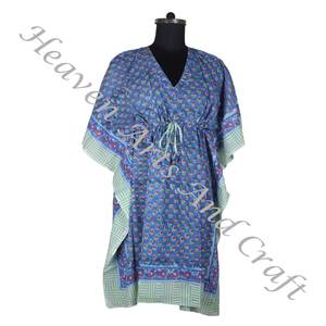 Caftán de algodón con estampado de bloques a mano caftán indio hecho a mano KFCS151 Abaya caftán árabe Jalabiya Dubai moda de alta calidad - Product Image 6