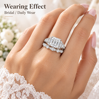 Ensemble de mariage personnalisé en argent sterling 925 avec moissanite taille Asscher, vente en gros, personnalisation OEM/ODM basée sur dessin