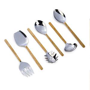 CUIVRE ET ACIER UTNASIL 5 PCS SET Acier Laiton Cuivre Salade Serveur Couverts Ensemble Cuisine Service Outils avec Spatule Métal Matériel - Product Image 1