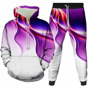 Ensemble de survêtement de sport pour homme en coton 100% avec sweat-shirt et pantalon respirant antistatique imprimé pour la salle de sport et le fitness, automne - Product Image 4