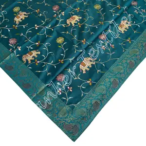 Decorative Tablecloth Table Cover Jacquard Brocade Silk Home Decor Tablecloth 36x36 Inch Size (90x90 cms) Indian Dining Table