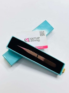 Pinzas de Cejas de Acero Inoxidable con Punta Puntiaguda en Oro Rosa Antiestático de Alta Calidad, Herramienta de Belleza Ecológica y Ligera con Logotipo Personalizado - Product Image 2