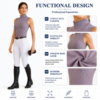 Haut de sport sans manches pour femme, col roulé, respirant, séchage rapide, pour l'équitation