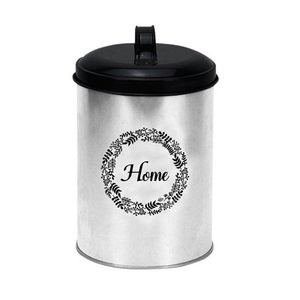 Recipiente de café galvanizado con tapa negra Caja de almacenamiento hecha a mano de calidad premium Venta caliente al por mayor Nuevo bote de metal - Product Image 1