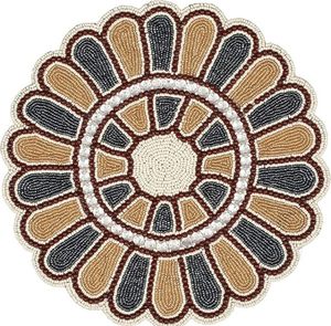 Handcrafted American Style <b>Round</b> Beaded <b>Placemats</b>/pads for Dining Table Wedding Christmas & Family Gatherings Made of Glass - Product Image 1