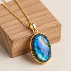 Vêtements quotidiens en argent Sterling 925 chaîne délicate bohème naturel Labradorite goutte forme pendentif guérison cristal mode pendentifs - Product Image 4