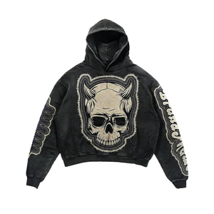 Sudaderas con capucha de algodón francés Terry ácido personalizadas para hombre, accesorio de temporada de invierno de alta calidad con parche bordado, venta al por mayor - Product Image 1