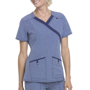 Uniformes Médicos para Mujer Talla Grande OEM, Blusa de Manga Corta Elástica y Pantalones Jogger, Conjuntos con Logotipo Personalizado - Product Image 2