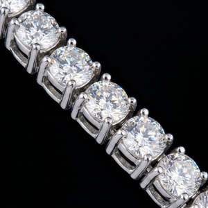 Classic Round Cut Diamond Tennis <b>Bracelet</b> Lustrous 18K White Gold Four Prong Setting with <b>Box</b> Clasp Unisex Versatile Design - Product Image 3