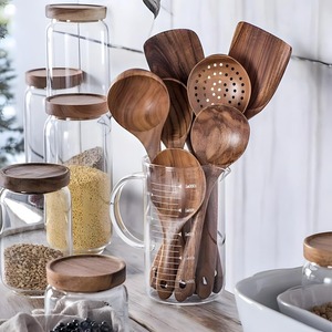 ไม้สัก7ชิ้นชุดช้อนไม้พายไม่ติดเครื่องครัวอุปกรณ์ทำอาหาร - Product Image 1