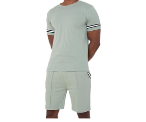 Ensemble short et t-shirt 100% coton pour homme, tenue d'été décontractée, sports de plage, taille S à 2XL - Product Image 1