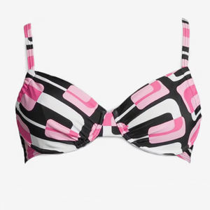 Ensemble de bikini pour femmes, vente en gros, logo personnalisé, sexy, push-up, taille haute, bandeau, halter, imprimé sur le devant, best-seller, t-shirt rose - Product Image 2