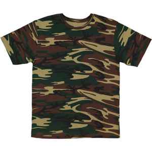 Camiseta de camuflaje verde Woodland para adultos, camiseta de camuflaje de manga corta con cuello redondo de algodón 100%, camiseta duradera y transpirable para exteriores - Product Image 1