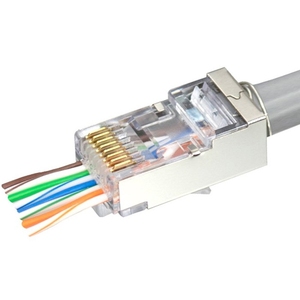 Connecteurs modulaires à passage RJ45 Cat5e, connecteurs réseau blindés pour câble solide <span class=keywords><strong>ou</strong></span> toronné à paire torsadée 24AWG - Product Image 1