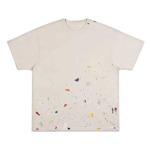 Vintage Distressed Eco-Friendly Quick Dry Short Sleeve Paint Print <b>T</b>-shirt White Black Organic Cotton Men's Customization 2026 - Product Image 2