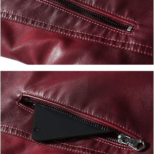 Veste en cuir d'agneau véritable pour homme, modèle 2026, respirante, écologique, coupe-vent, doublée polaire, avec fermeture éclair et col montant - Product Image 6