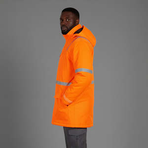 Chaquetas de Trabajo de Construcción, Fluorescentes, Amarillas y Negras, Impermeables, Reflectantes, para Hombre, con Capucha, para Invierno - Product Image 1