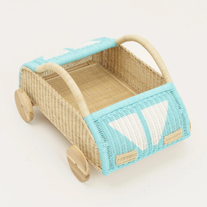 Panier de rangement en forme de voiture joyeuse panier de rangement en rotin tissé pour enfants salle de jeu enfants jouets panier fabriqué par des artisans vietnamiens - Product Image 3
