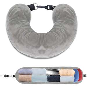 Coussin de voyage portable en forme de U pour le cou, en mousse à mémoire de forme et coton gonflable, avec impression de logo personnalisé, pour voiture et bureau - Product Image 6