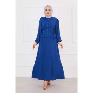 Hijab plisado de cintura índigo, conjunto modesto de 2 piezas - Product Image 4