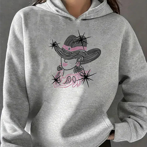 เสื้อฮู้ดปักลายพลอยเทียมด้านหน้าสำหรับผู้หญิงเสื้อผ้าแนวสตรีทแขนยาวผ้าคอตตอนสำหรับ100% ฤดูหนาวผลิตตามสั่งแห้งเร็ว - Product Image 1