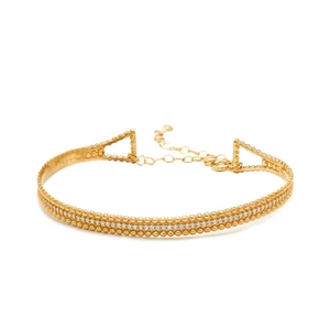 Bracelet manchette pour femme en argent sterling 925 plaqué or et rhodium, fait main en Turquie, avec un design délicat en pierres CZ transparentes - Product Image 2
