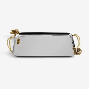 Plateau de service rectangulaire en acier inoxydable avec bords relevés pour transporter en toute sécurité des repas, des collations et des boissons - Product Image 5