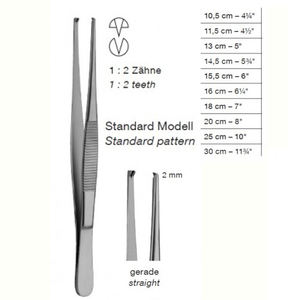 Fórceps de tejido de vendaje 1x2 dientes | Herramienta de acero inoxidable de precisión Instrumento quirúrgico duradero | Ideal para uso médico - Product Image 2
