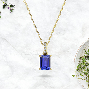 Nouvel arrivage pendentif Pendant en Tanzanite naturelle 14K or massif G-H couleur diamant pendentif pierre bleue pendentif prix de gros - Product Image 1